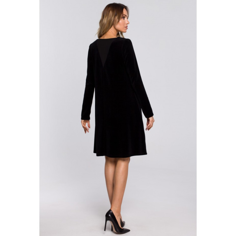 M566 Velour Trapeze Dress - black