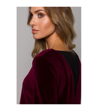 M566 Velour Trapeze Dress - maroon