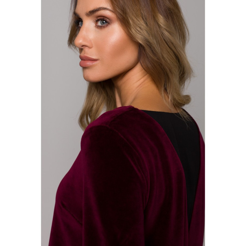 M566 Velour Trapeze Dress - maroon