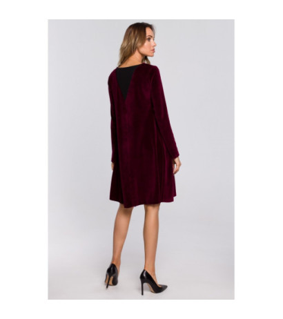 M566 Velour Trapeze Dress - maroon