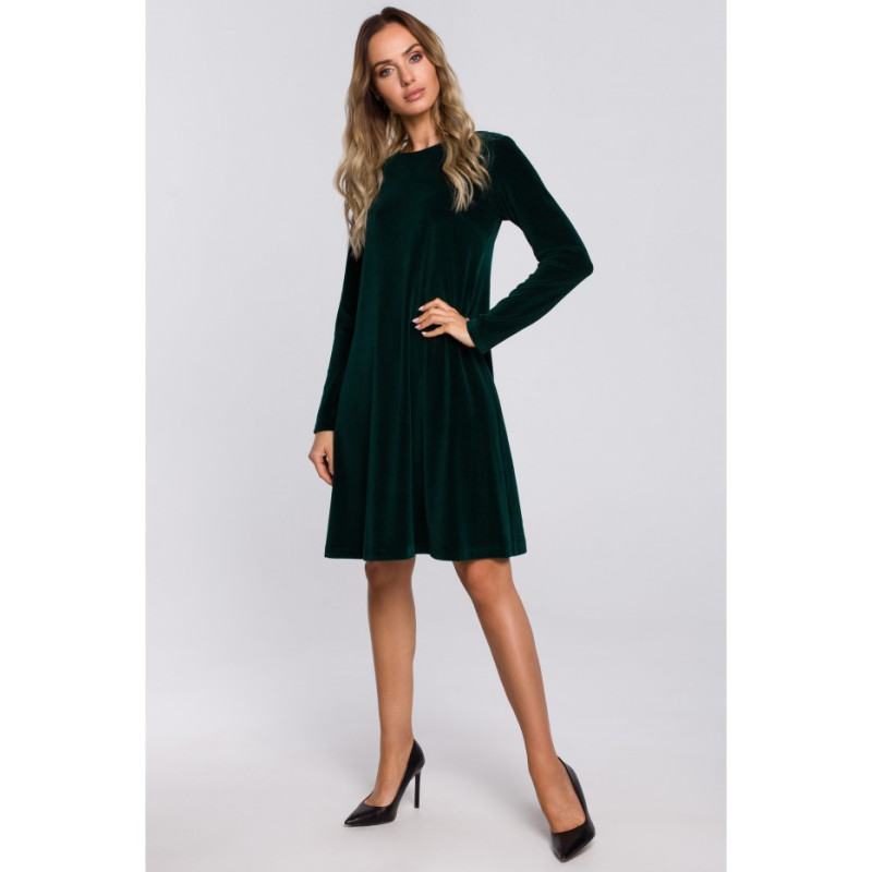 M566 Velour Trapeze Dress - green