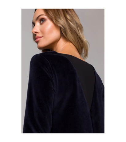 M566 Velour Trapeze Dress - navy blue