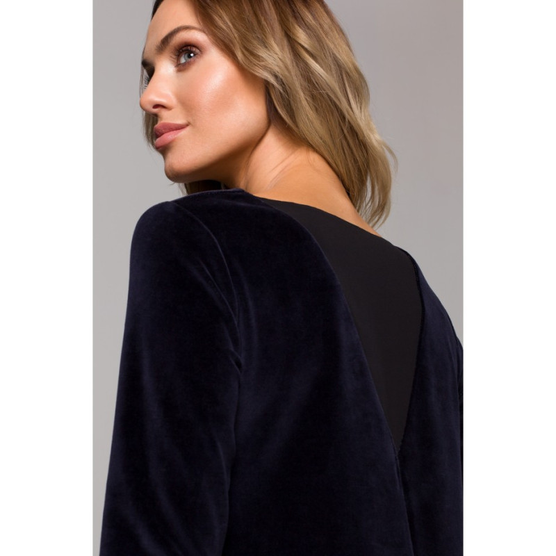 M566 Velour Trapeze Dress - navy blue