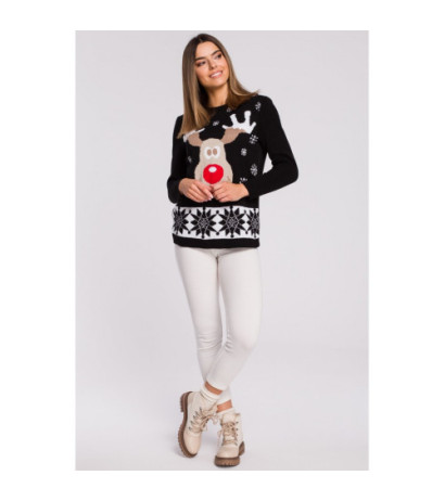 MXS04 Christmas sweater with reindeer - black