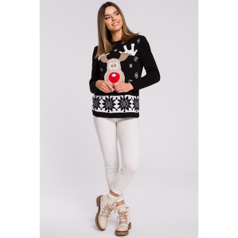 MXS04 Christmas sweater with reindeer - black