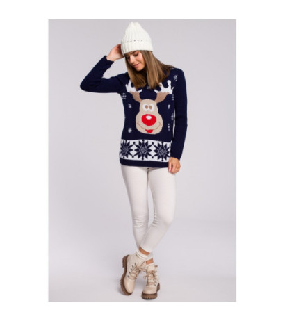 MXS04 Christmas sweater with reindeer - navy blue