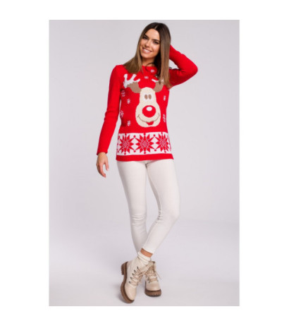 MXS04 Christmas sweater with reindeer - red