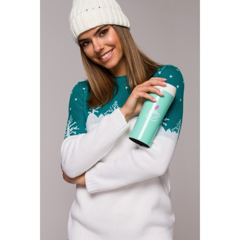 MXS05 Christmas sweater with Christmas tree motif - emerald