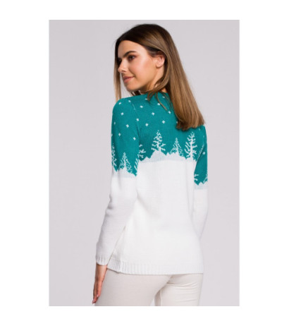 MXS05 Christmas sweater with Christmas tree motif - emerald