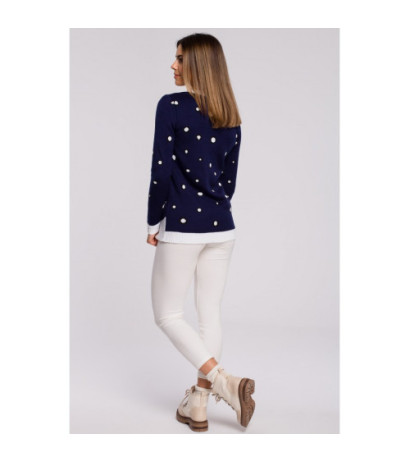 MXS06 Christmas sweater with penguin - navy blue