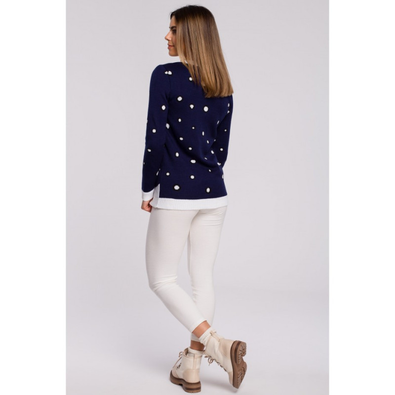 MXS06 Christmas sweater with penguin - navy blue