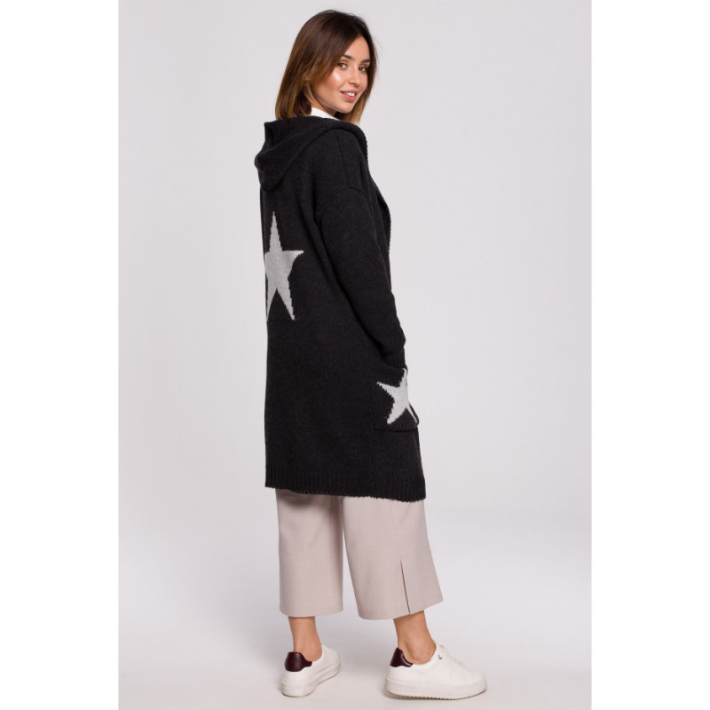 BK063 Cardigan with star motif - graphite