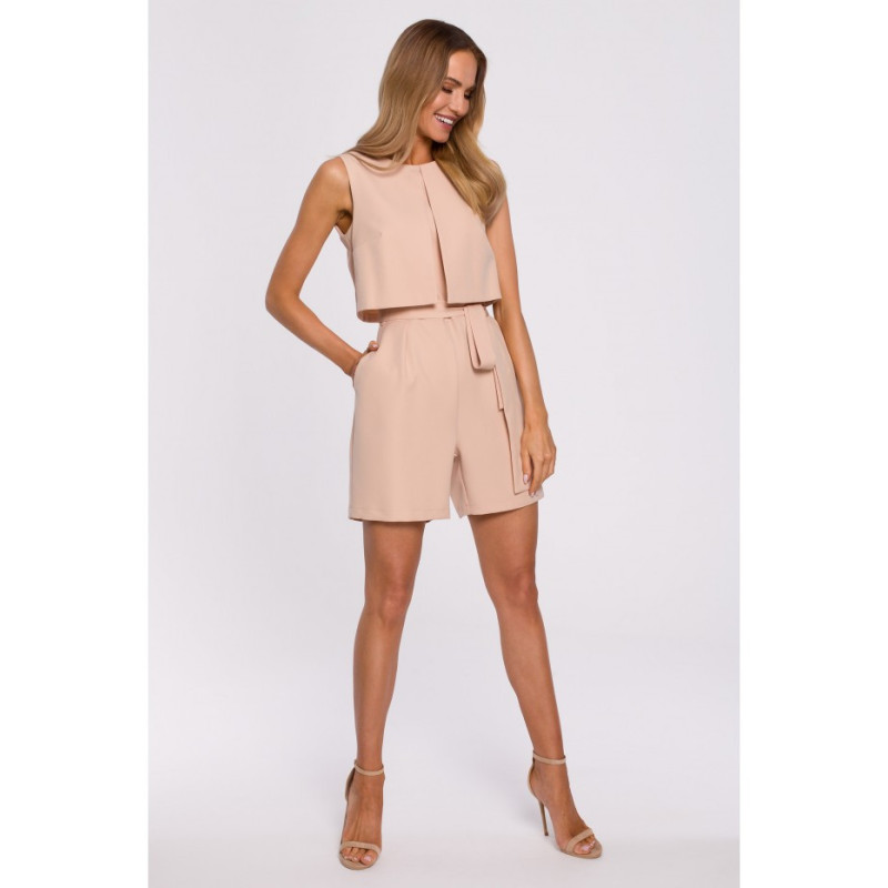 M574 Double Front Jumpsuit - Beige