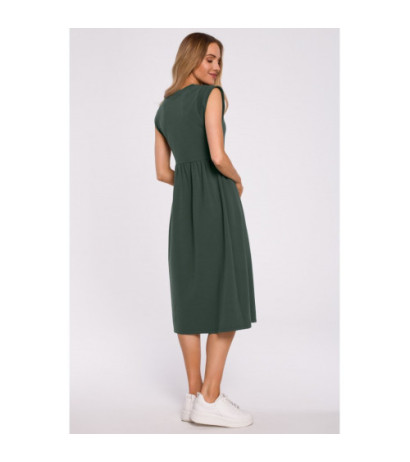 M581 Midi Dress with Embellished Sleeves - military green