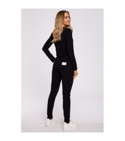 M583 Jumpsuit with Pocket and Decorative Patch - Black