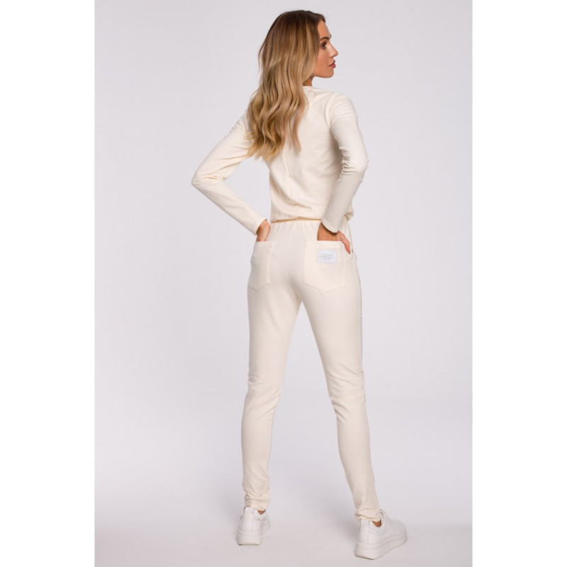 M583 Jumpsuit with Pocket and Decorative Patch - cream