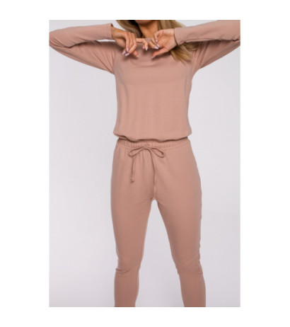 M583 Jumpsuit with Pocket and Decorative Patch - mocha