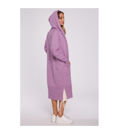 M596 Cardigan With Hood And Pockets - lilac