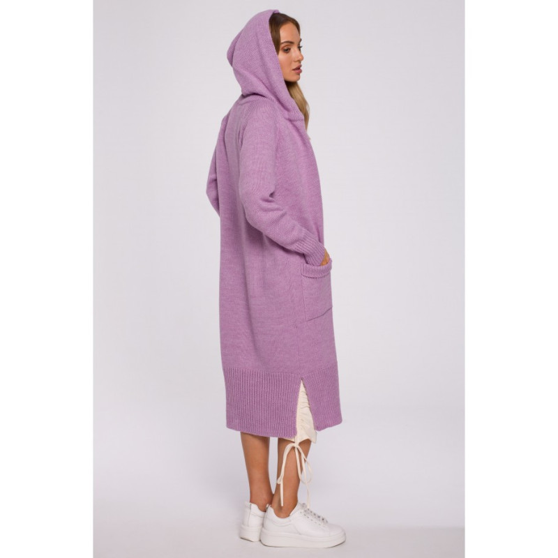 M596 Cardigan With Hood And Pockets - lilac