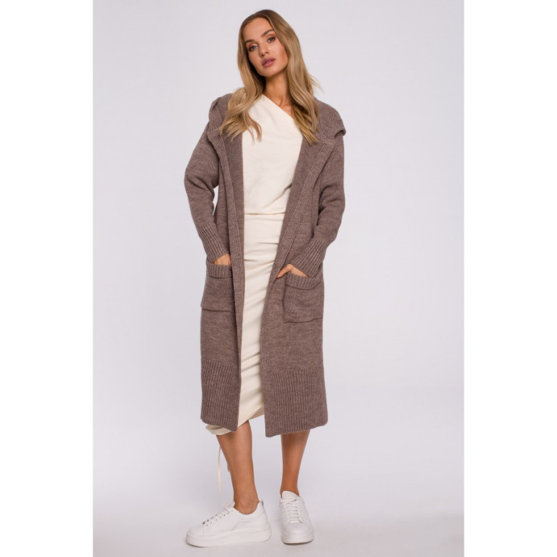 M596 Cardigan with Hood and Pockets - mocha