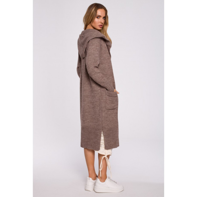 M596 Cardigan with Hood and Pockets - mocha