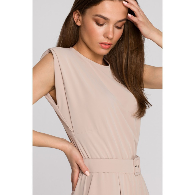 S259 Jumpsuit with shoulder pads - beige