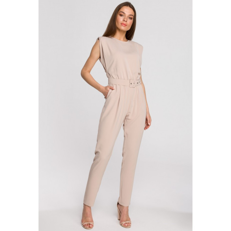 S259 Jumpsuit with shoulder pads - beige