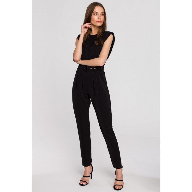 S259 Jumpsuit with shoulder pads - black