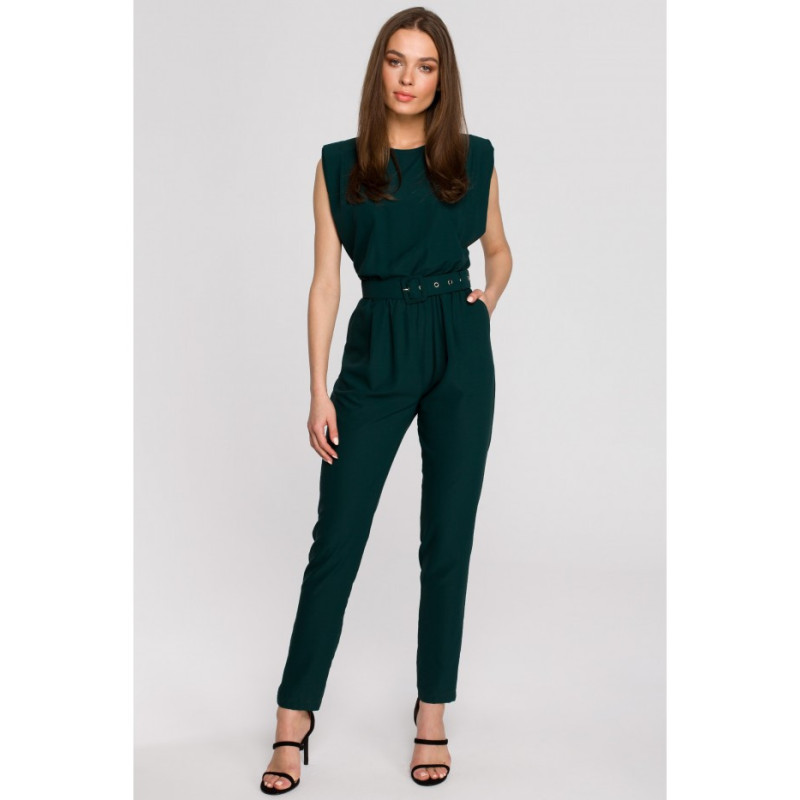 S259 Jumpsuit with shoulder pads - green