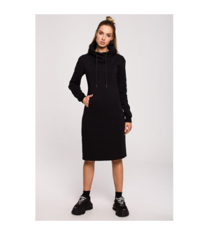 M619 High collar dress - black