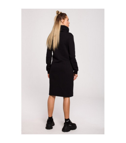 M619 High collar dress - black