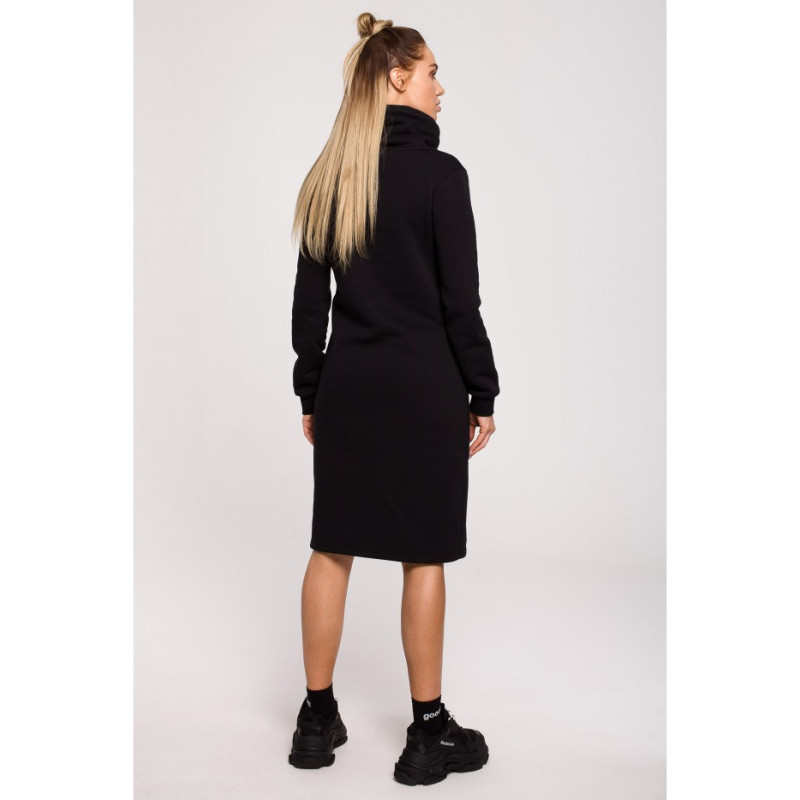 M619 High collar dress - black