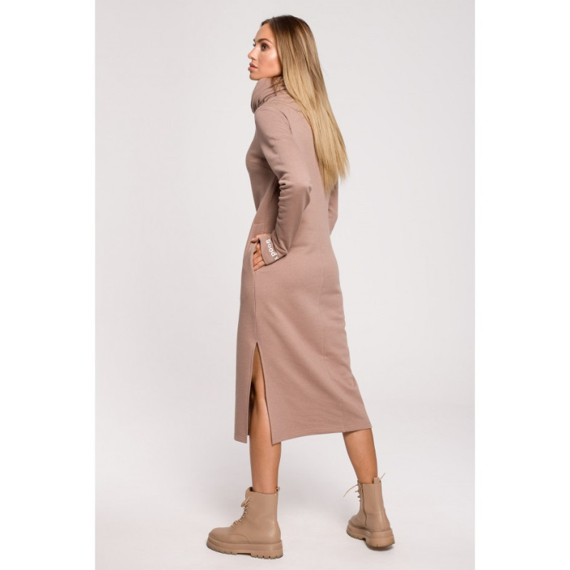 M622 Maxi dress with high collar - cappuccino