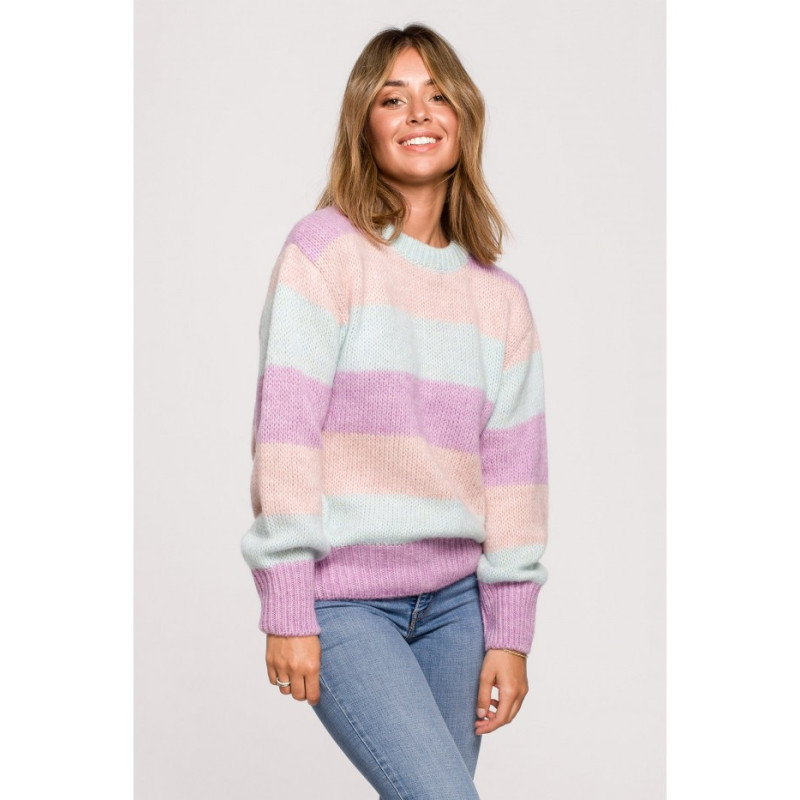 BK071 Sweater with multicolored stripes - model 1