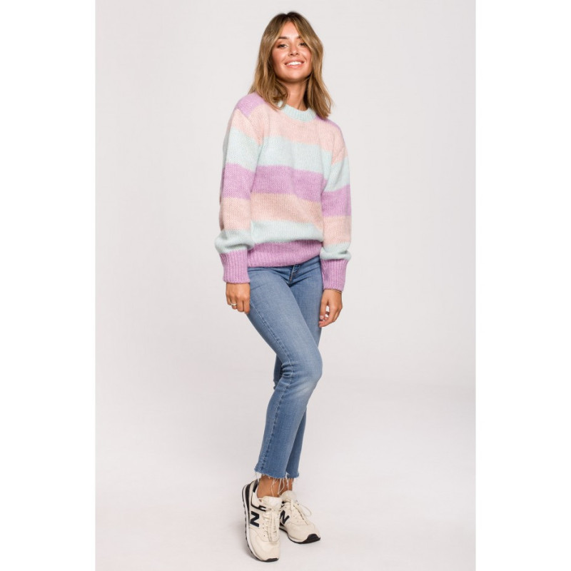 BK071 Sweater with multicolored stripes - model 1