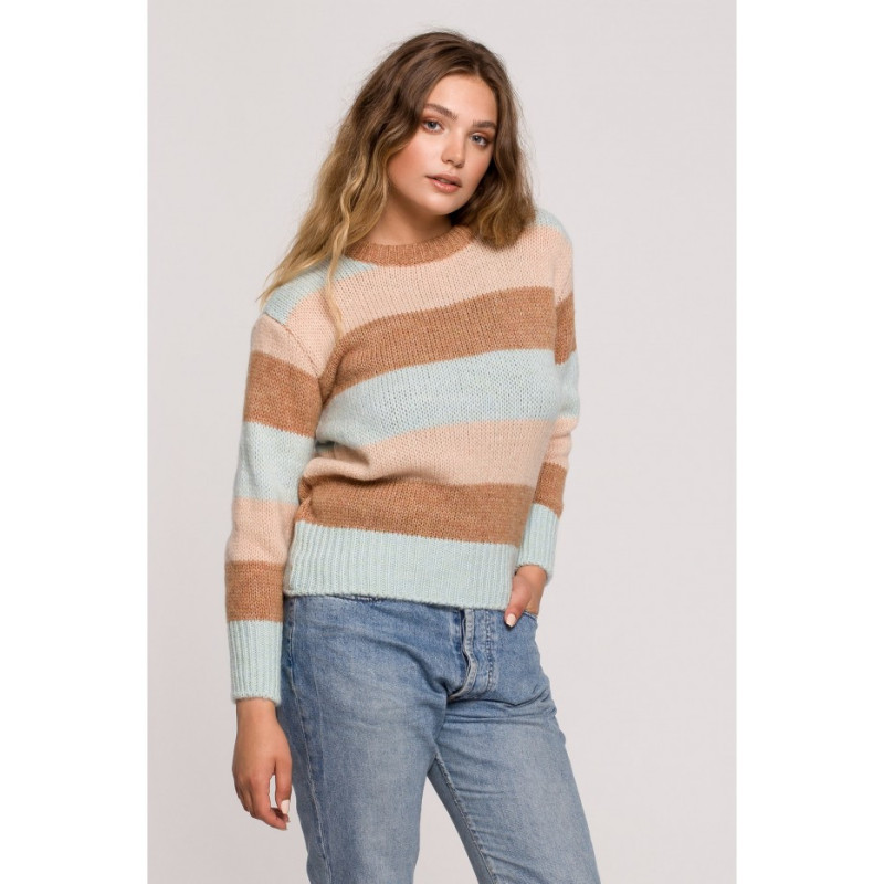 BK071 Sweater with multicolored stripes - model 2