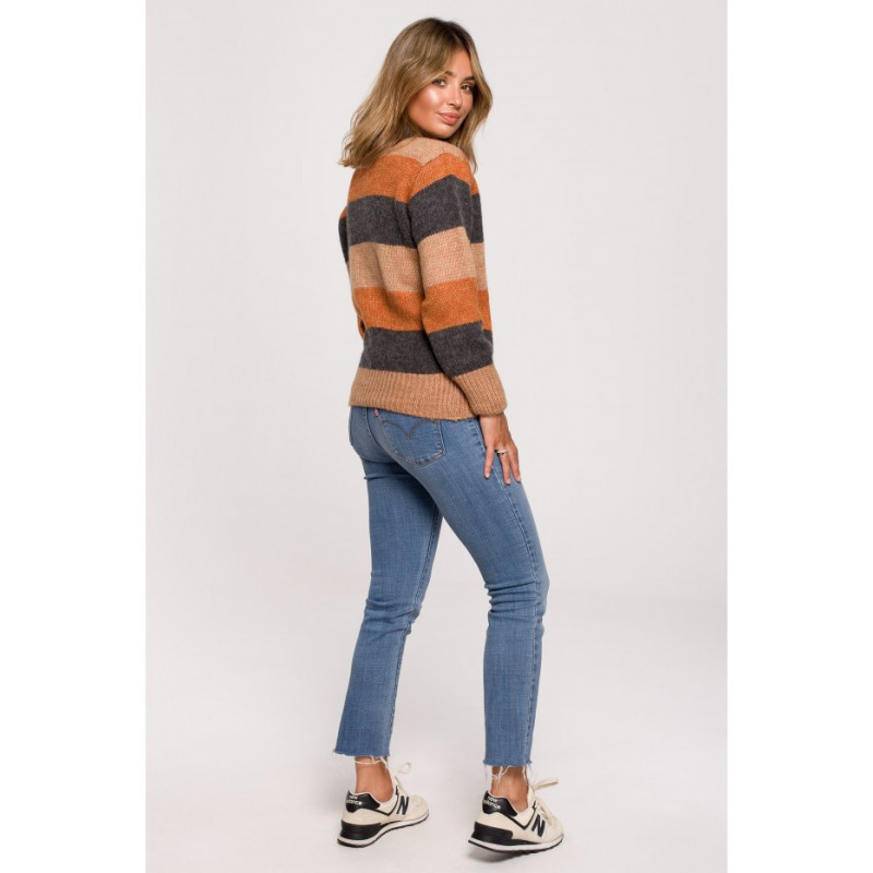 BK071 Sweater with multicolor stripes - model 4