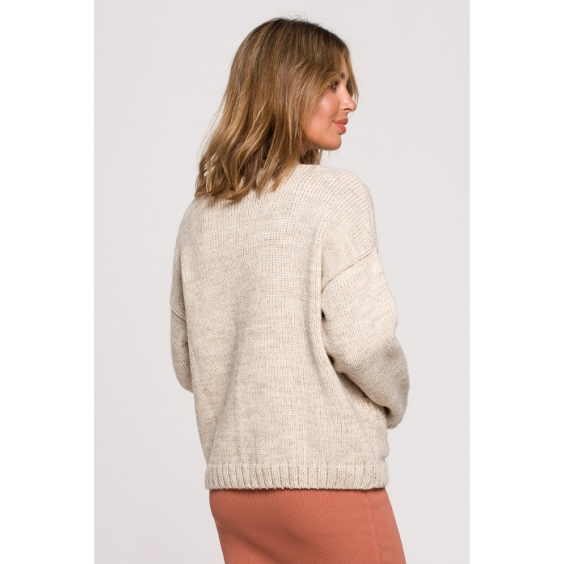 BK074 Button-down cardigan with wide pockets - beige