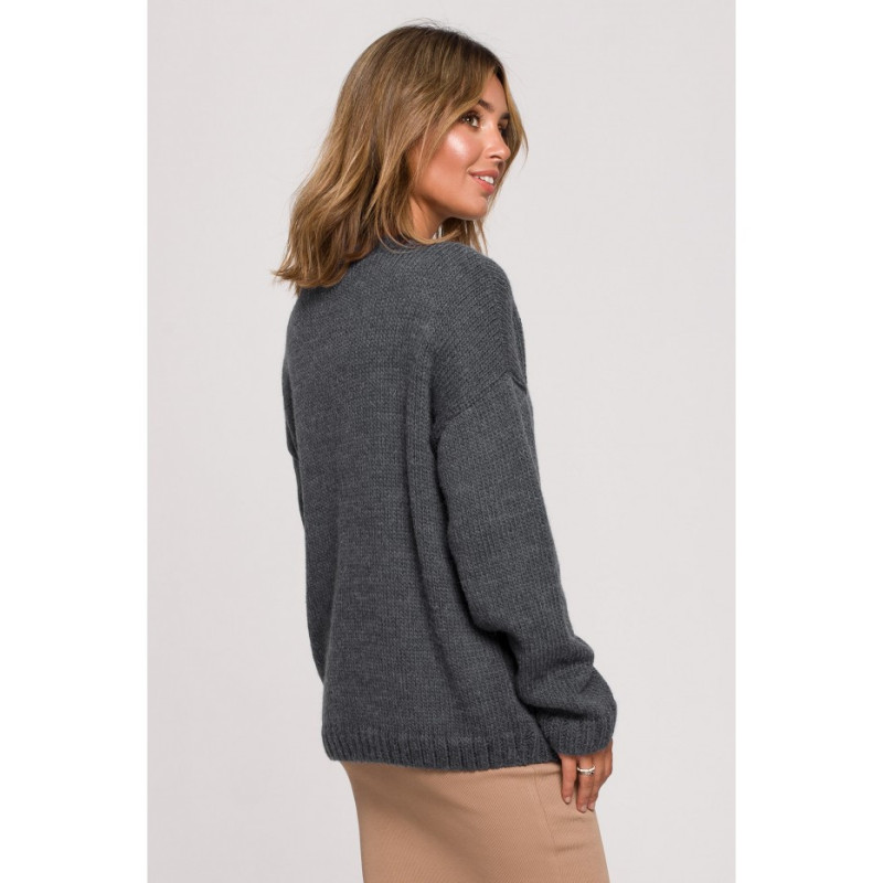 BK074 button-down cardigan with wide pockets - anthracite