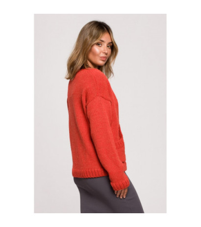 BK074 button-down cardigan with wide pockets - orange