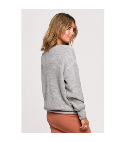 BK075 Sweater with a heart neckline - gray