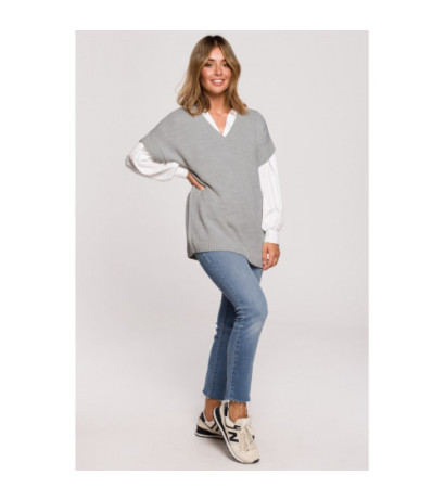 BK076 Sleeveless top with v-neck - gray