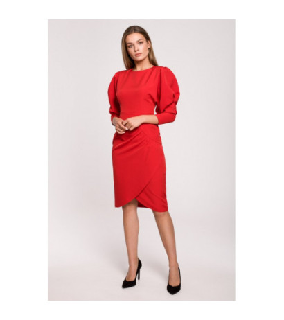 S284 Dress with buff sleeves - red