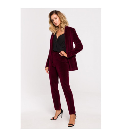 M643 Velour button-down jacket - burgundy