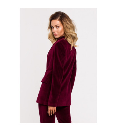 M643 Velour button-down jacket - burgundy