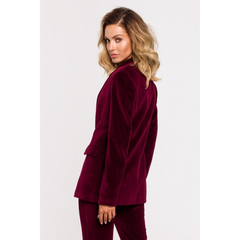 M643 Velour button-down jacket - burgundy