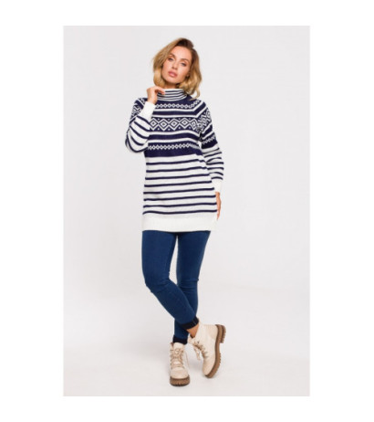 MXS08 Long turtleneck sweater - navy blue