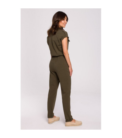 B223 Safari jumpsuit with pockets on the front - khaki