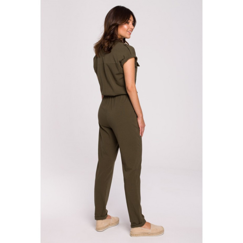 B223 Safari jumpsuit with pockets on the front - khaki