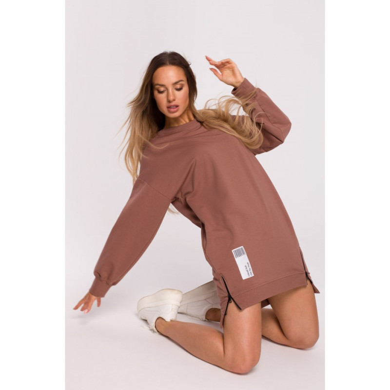 M676 Tunic with patch and decorative locks - chocolate